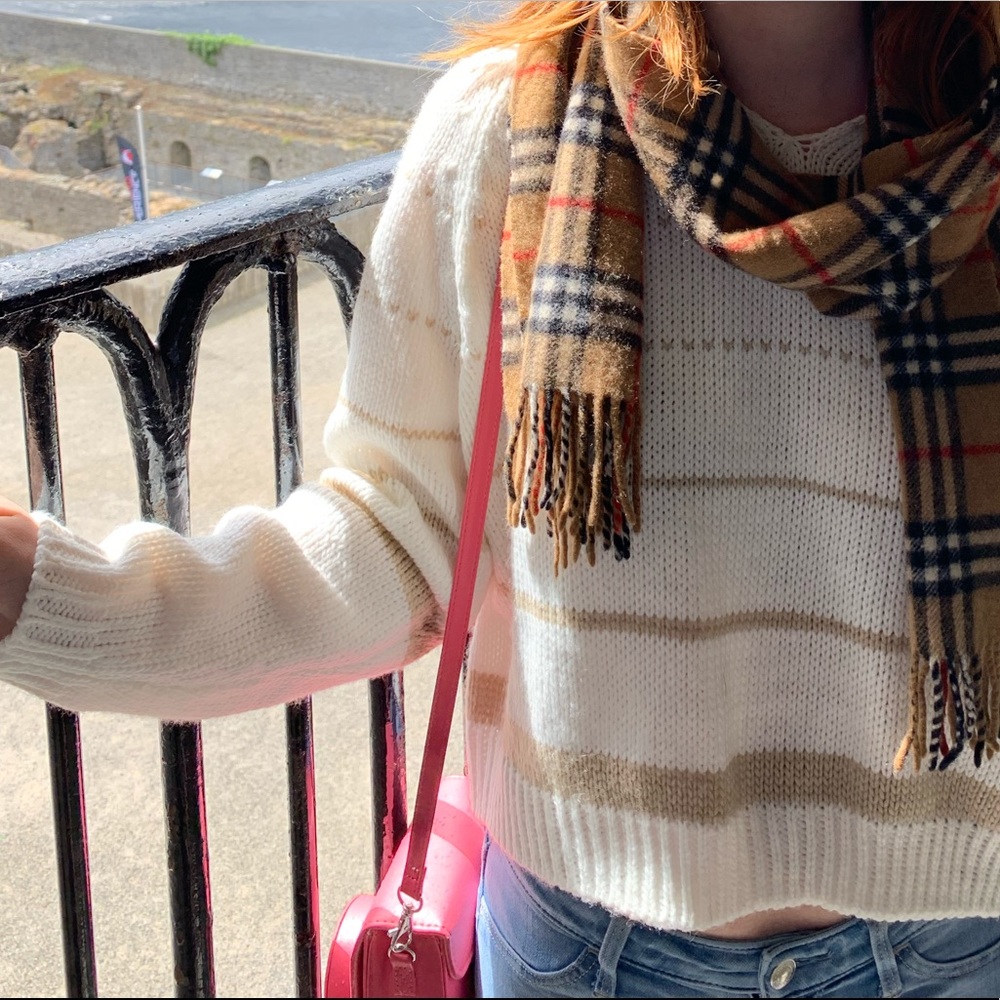 John and Jenn cropped xs sweater striped